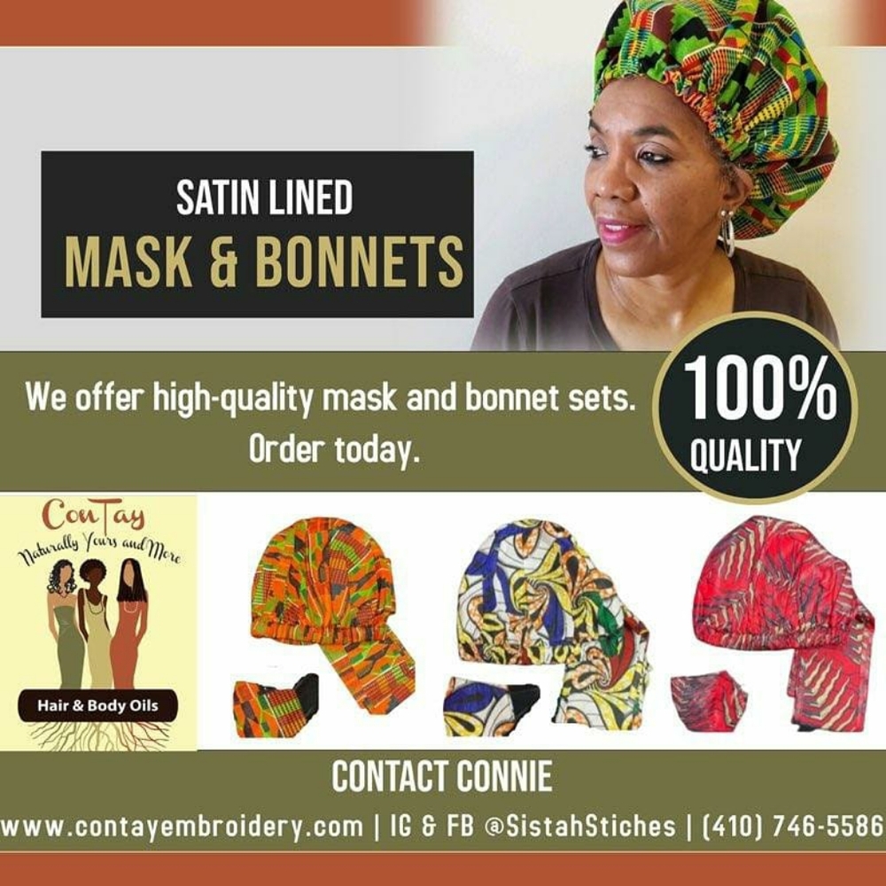 Satin line Bonnet and Mask